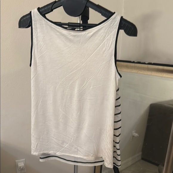 LOFT Black and White Fitted Sequin Tank Top - Picture 3 of 3